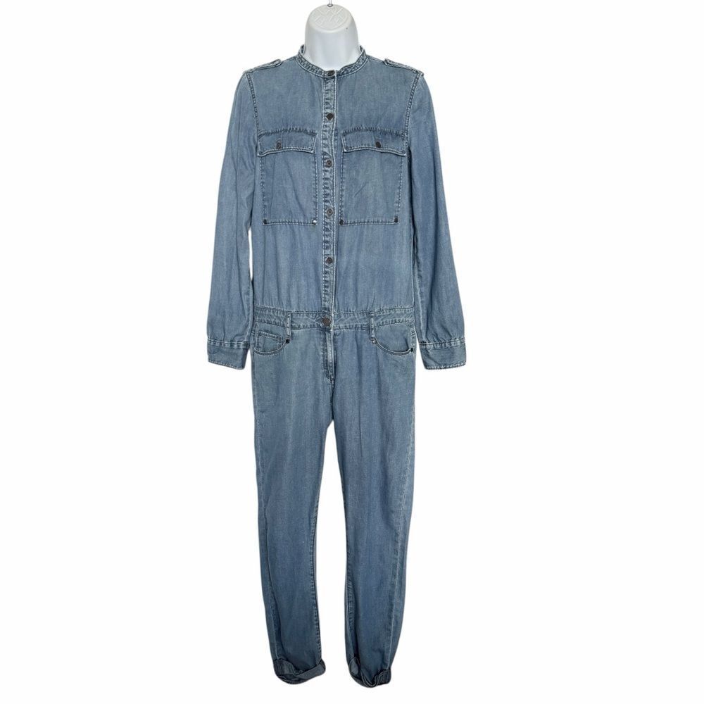 Paige Blue Denim Utility Jumpsuit Size S